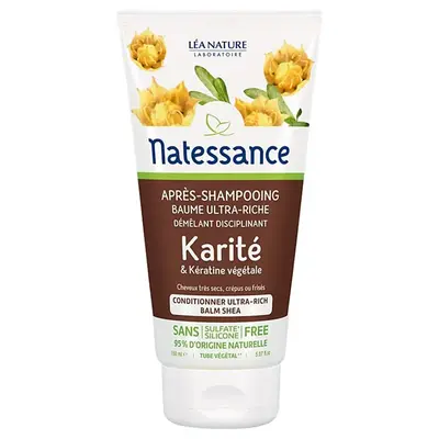 Natessance balm ultra rich in shea butter and vegetable keratin for very dry, frizzy or curly hair, 150 ml