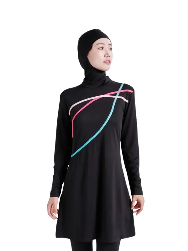 Women's Long Sleeve Hijab Swimsuit, Modest Swimwear for Muslim, Ladies Islamic Swimwear for All Seasons