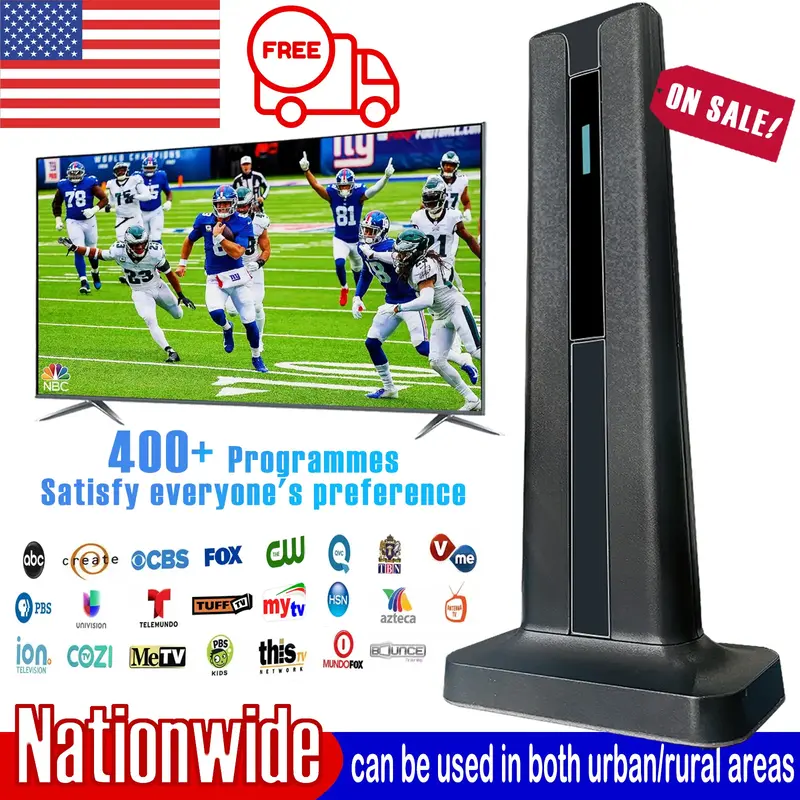 TV Antenna – Compact Indoor 4K HDTV Digital Antenna for Smart TVs, Easy Setup, Strong Signal Reception for Apartments, Bedr...