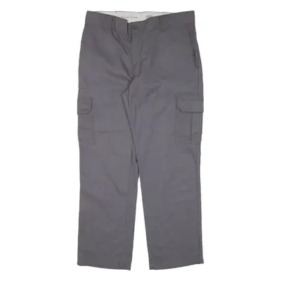 DICKIES Cargo Workwear Mens Trousers Grey Regular Straight W34 L30