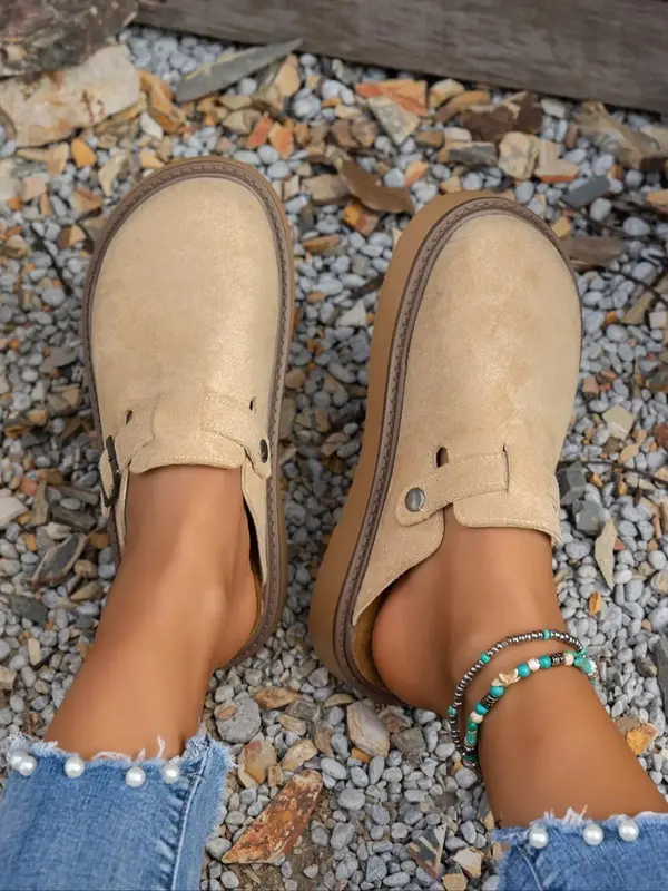 Women's Fashionable Solid Color Slippers, Casual Comfortable Slippers for Daily Wear, Lightweight Breathable Shoes for All Se...