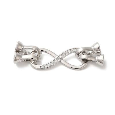 Brass Micro Pave Clear Cubic Zirconia Fold Over Clasps
