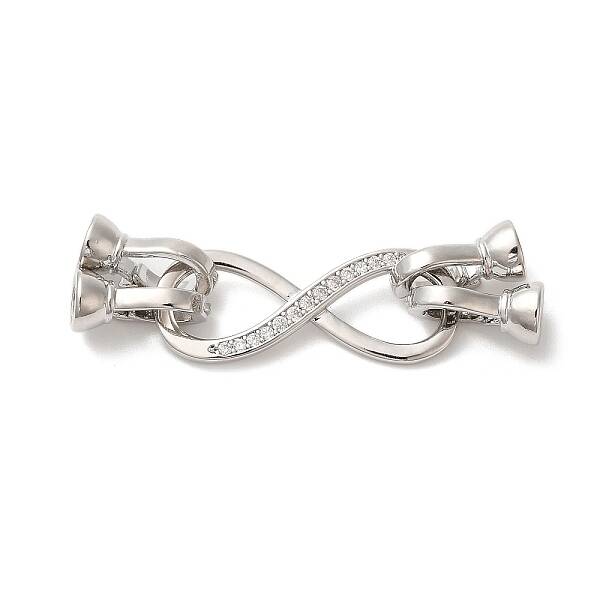 Brass Micro Pave Clear Cubic Zirconia Fold Over Clasps