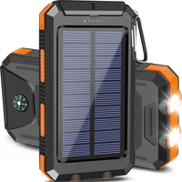 20000mAh Portable Solar Charger Power Bank with LED Flashlight - Dual USB Output, Waterproof Outdoor Design with Compass & Ca...