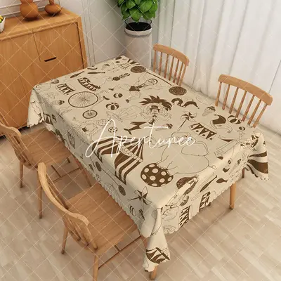 Aperturee Festival Vibe Multicharacter Rectangle Tablecloth, 52 x 70 inch, 30.82 USD, rectangle tablecloths, ZWH01980-A
