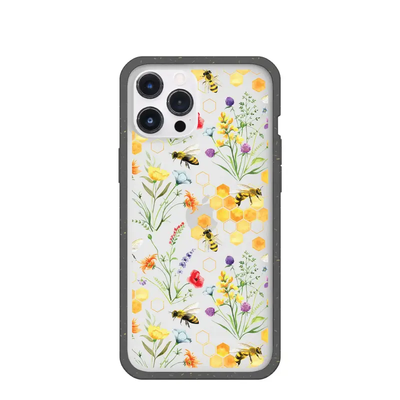 Clear Sweet Bees iPhone 12 Pro Max Case With Black Ridge