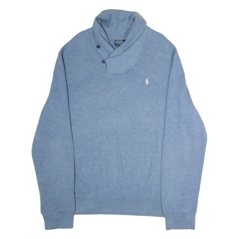 POLO RALPH LAUREN Mens Jumper Blue Button Neck Tight Knit 2XL