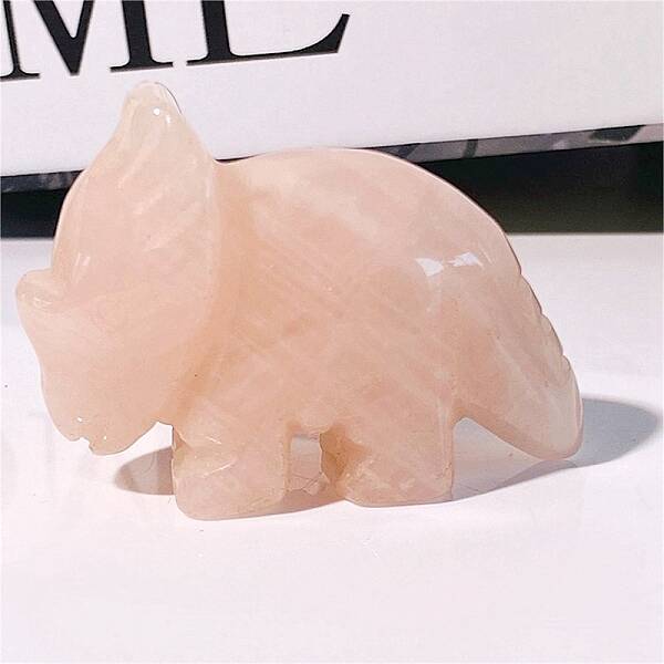 Natural Rose Quartz Carved Healing Rhinoceros Figurines