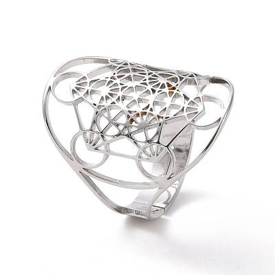 Non-Tarnish 304 Stainless Steel Star of David Adjustable Ring
