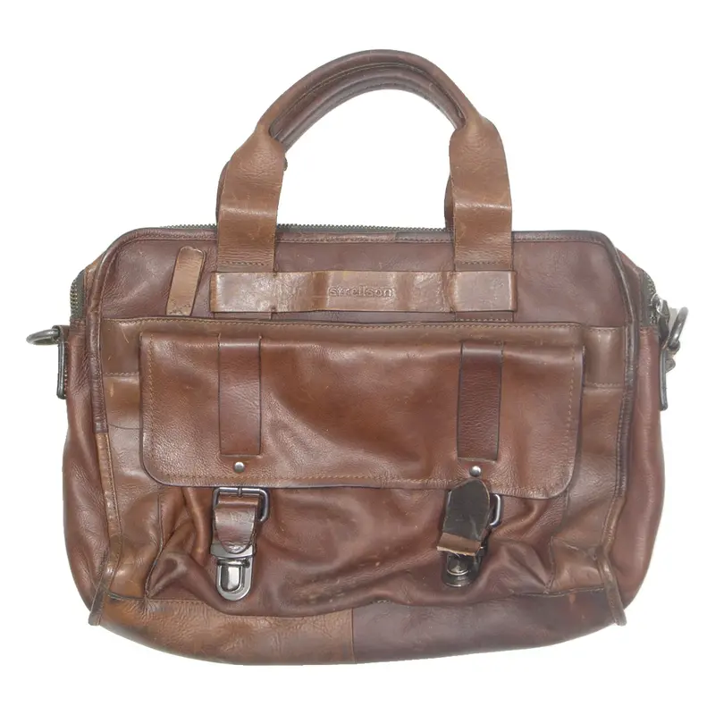 STRELLSON Womens Laptop Bag Brown Leather