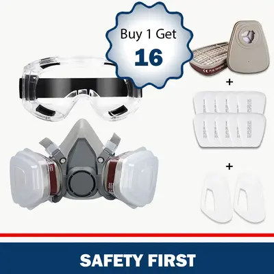 Reusable Respirators, Pomerol 16/17-in-1 Half & Full Face Gas Mask with Dual Filter Cartridge – Anti-Dust, Anti-Virus, Anti...