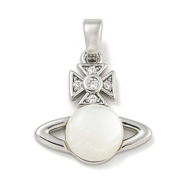 Brass with Clear Cubic Zirconia with Sea Shell Pendant