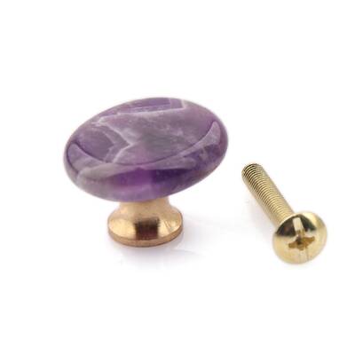 Flat Round Natural Amethyst Drawer Knobs