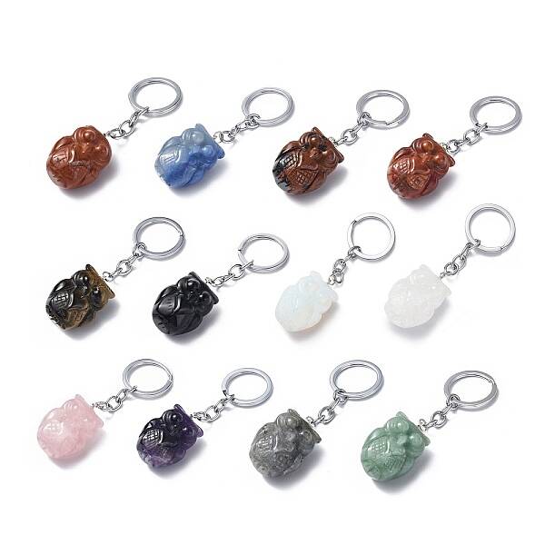 Natural/Synthetic Gemstone Pendant Keychains