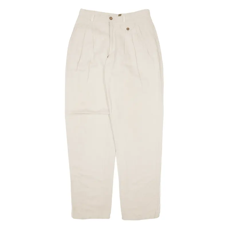 SPENGLER Womens Trousers Beige Relaxed Tapered Linen W29 L33