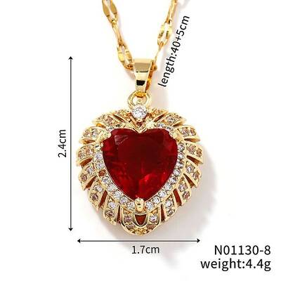 Brass Pave Cubic Zirconia Coffee Bean Chain Cute Heart Pendant Necklaces for Women