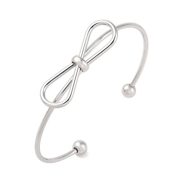 Non-Tarnish Bowknot 304 Stainless Steel Open Cuff Bangles for Women