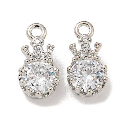 Brass Micro Pave Cubic Zirconia Charms