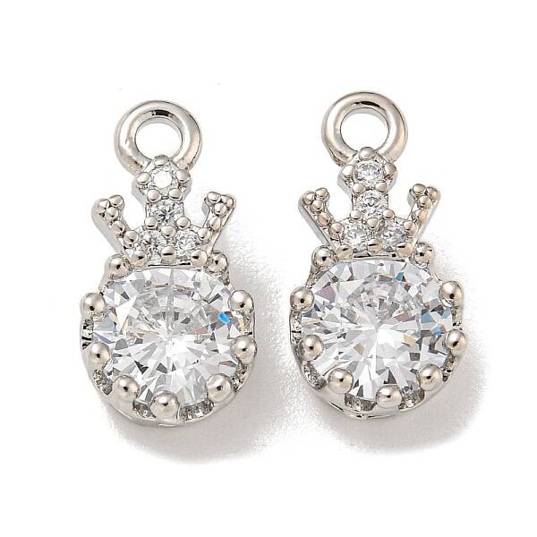 Brass Micro Pave Cubic Zirconia Charms