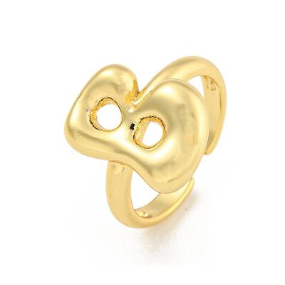 Brass Letter Open Cuff Rings for Women
