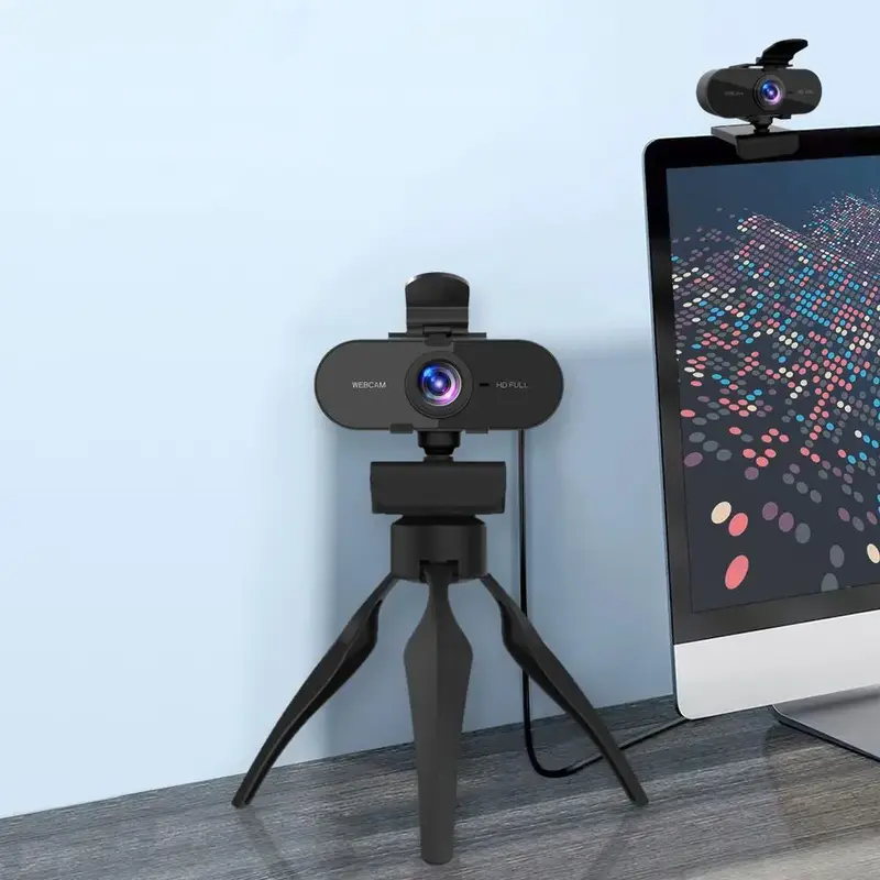 Full HD 1080P Webcam with Privacy Cover & Bracket, USB Plug & Play Dual Noise Reduction Laptop Webcam, Meeting Camera, Stude...