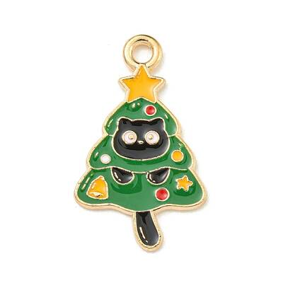 Christmas Kitty Alloy Enamel Pendants