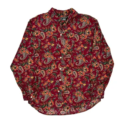 Liz Wear Floral Patterned Shirt - Medium Red Viscose Blend