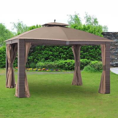 SUNJOY Dark Brown Replacement Canopy For Sonoma Resin Wicker Gazebo (10X12 Ft) L-GZ815PST-1 Sold At BigLots