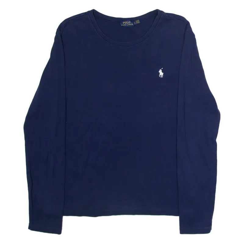 POLO RALPH LAUREN Womens T-Shirt Blue Long Sleeve Crew Neck L