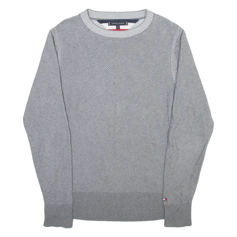 TOMMY HILFIGER Mens Jumper Grey Tight Knit S
