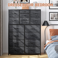 RaybeeFurniture 16 Drawer Dresser for Bedroom, Chest of Drawers with Fabric Bins, Sturdy Metal Frame, Wood Tabletop Storage O...