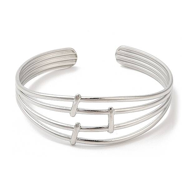 Non-Tarnish 304 Stainless Steel Multi Line Cuff Bangles for Women