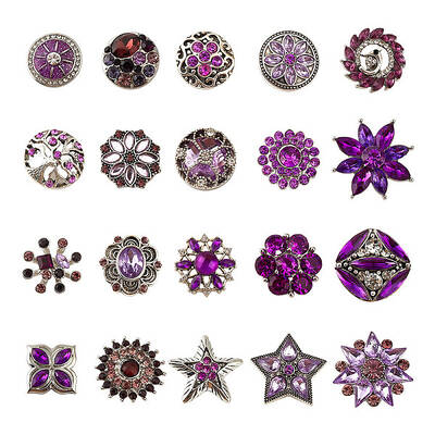 20Pcs Alloy Rhinestone Snap Button