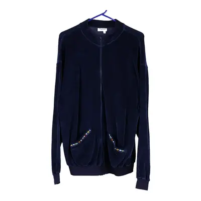 Welcome Oversized Zip Up - Large Blue Cotton