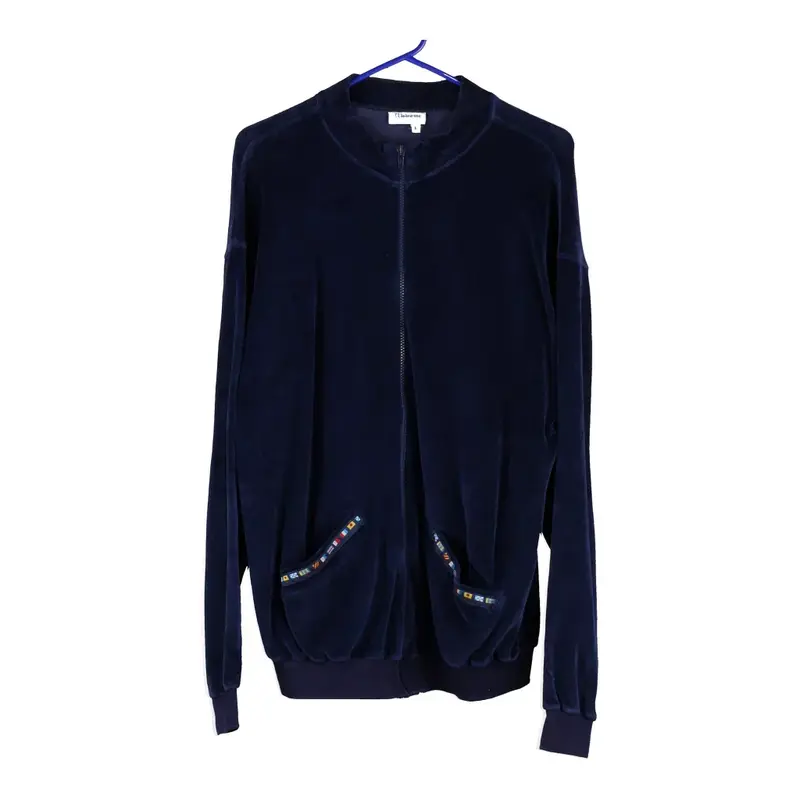 Welcome Oversized Zip Up - Large Blue Cotton