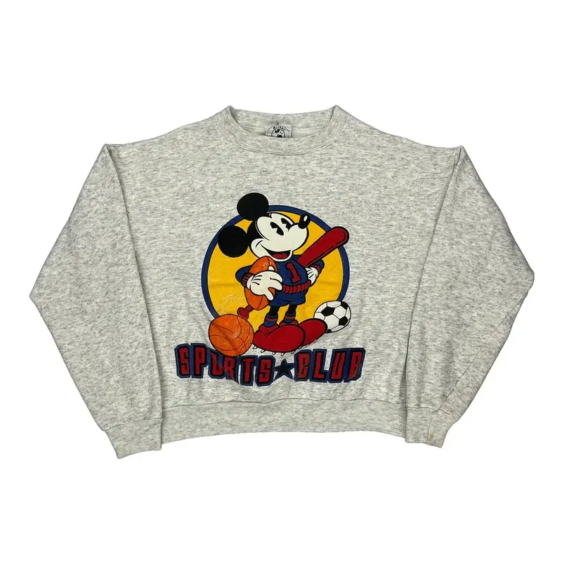 Mickey Mouse Sports Club Mickey & Co. Cropped Sweatshirt - Medium Grey Cotton Blend