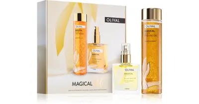 Olival Magical Illuminating and Hydrating Gift Set Exfoliating Cleansing Gel 200ml + Multi-Function Dry Oil with Glitter for ...