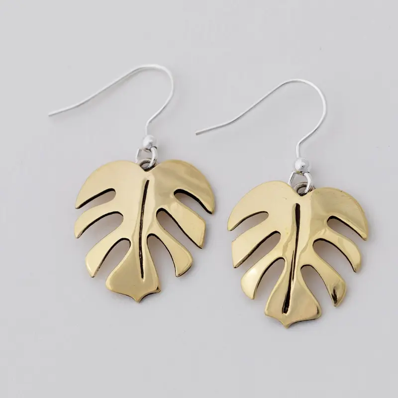 Falling Leaves Mixed Metal Earrings - Oak