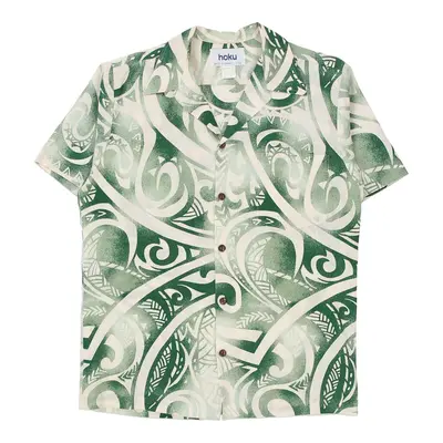 Hoku Floral Hawaiian Shirt - Small Green Cotton Blend