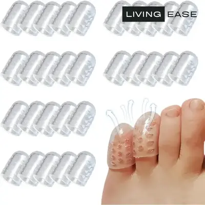 Living Ease Silicone Anti-Friction Toe Protectors Breathable Caps Soft Covers for Ingrown Toenails Calluses & Blisters All Se...