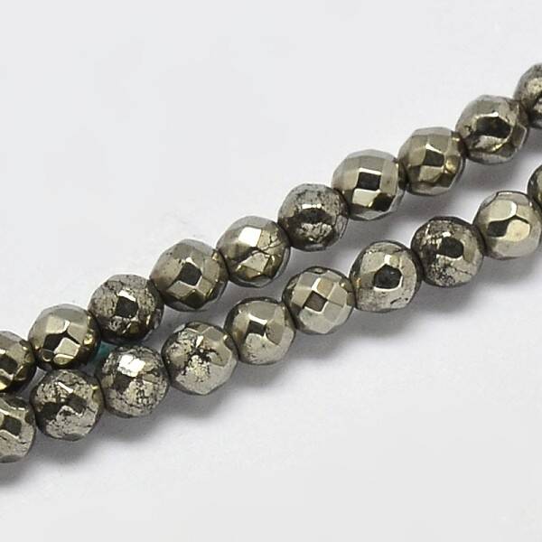 Natural Pyrite Round Beads Strands