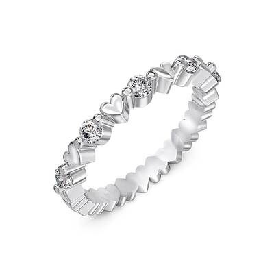 925 Sterling Silver Micro Pave Cubic Zirconia Finger Rings for Women