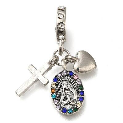 Rack Plating Alloy Colorful Rhinestone European Dangle Charms