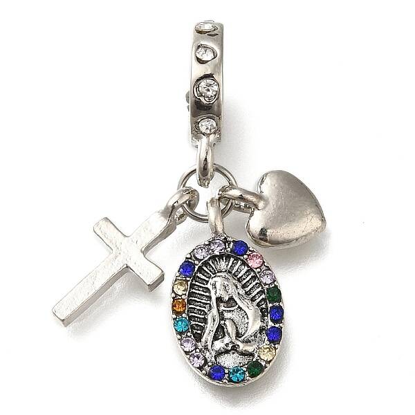 Rack Plating Alloy Colorful Rhinestone European Dangle Charms