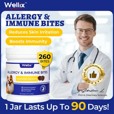 Wellix 260-Count Dog Allergy Relief Chews - Dog Allergy and Itching Skin Relief & Immune Support for Itchy Skin and Itchy Ear...