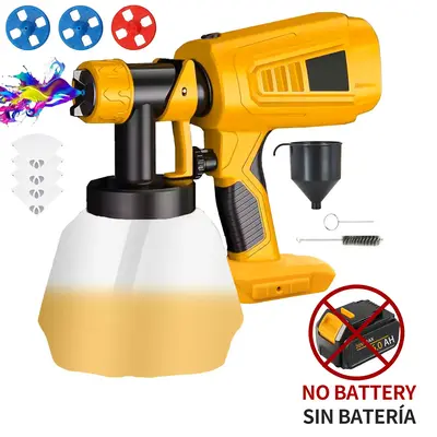 (With or without battery)Cordless Paint Sprayer for Dewalt 20V Battery HVLP Electric Spray Paint Gun with 4 Nozzles & 1000ml ...