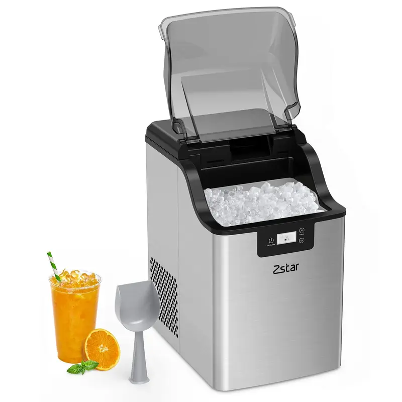 Garvee 44lbs/24H Ice Maker Countertop with Soft Chewable Pellet Ice Stainless Steel Ice Machine with Self-Cleaning for Home R...