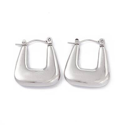 Non-Tarnish 304 Stainless Steel Trapezoid Thick Hoop Earrings for Women