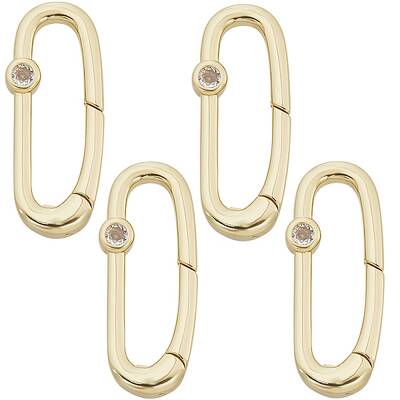 4Pcs Rack Plated Brass Micro Pave Clear Cubic Zirconia Clasps