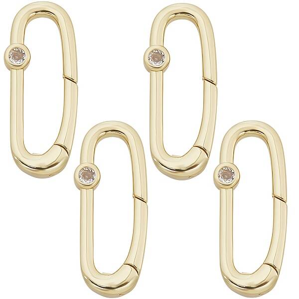 4Pcs Rack Plated Brass Micro Pave Clear Cubic Zirconia Clasps